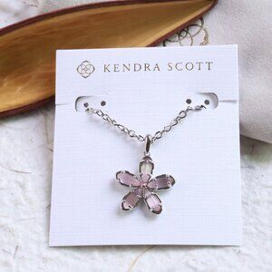 Kendra Scott Kyla Pink Cat's Eye Glass Necklace Silver